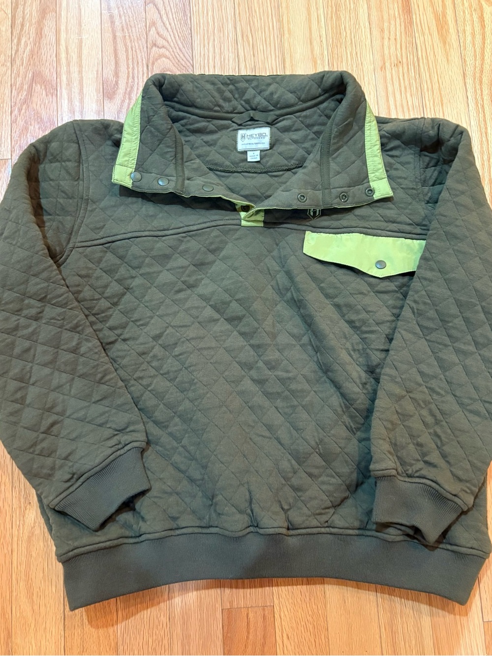 HEYBO Hermitage Quarter Snap Green Quilted Pullover Size Small